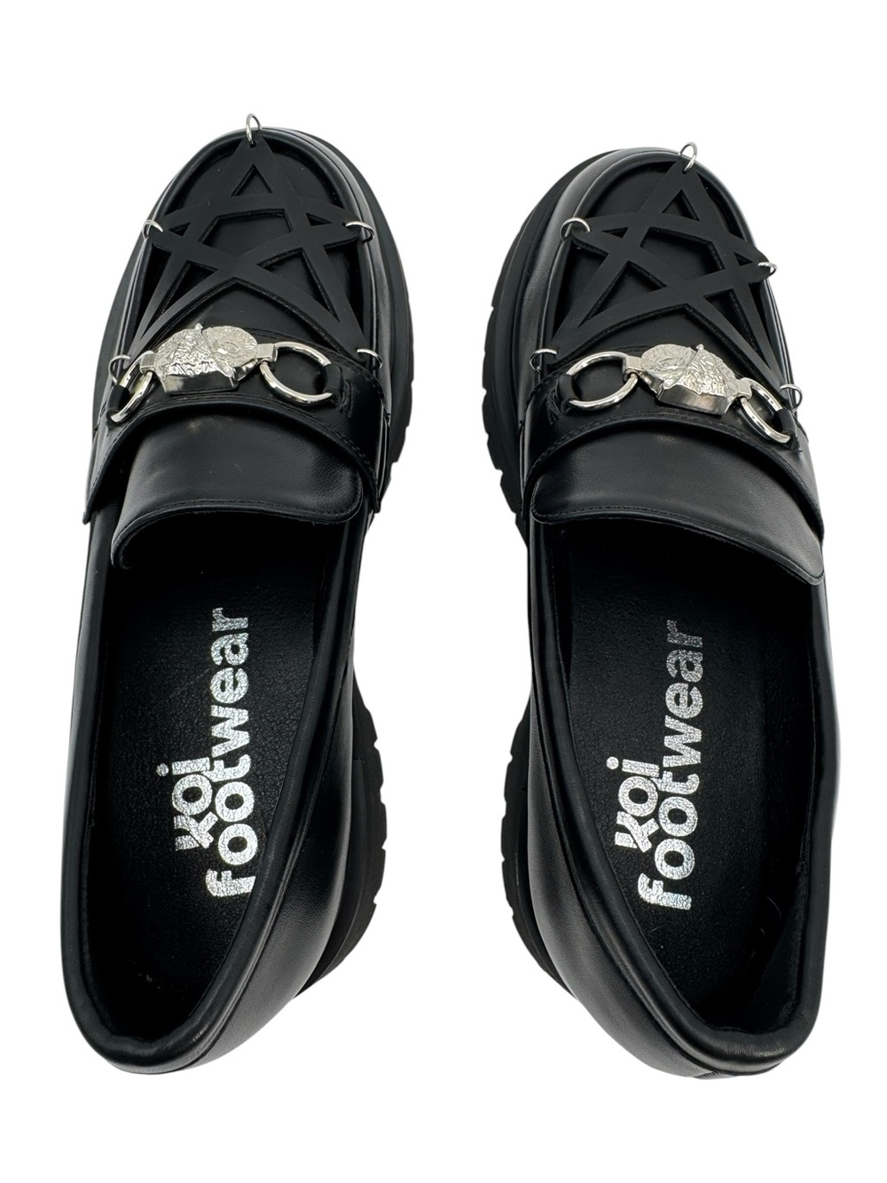Koi Footwear Silent Dusk Owl Pentagram Chunky Loafers Women's Gothic Vegan 8 - Picture 5 of 7